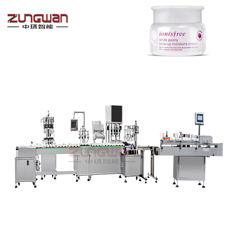 膏體灌裝機(jī)價格，福建水乳充填機(jī)，乳膏灌裝旋蓋貼標(biāo)機(jī)流水線